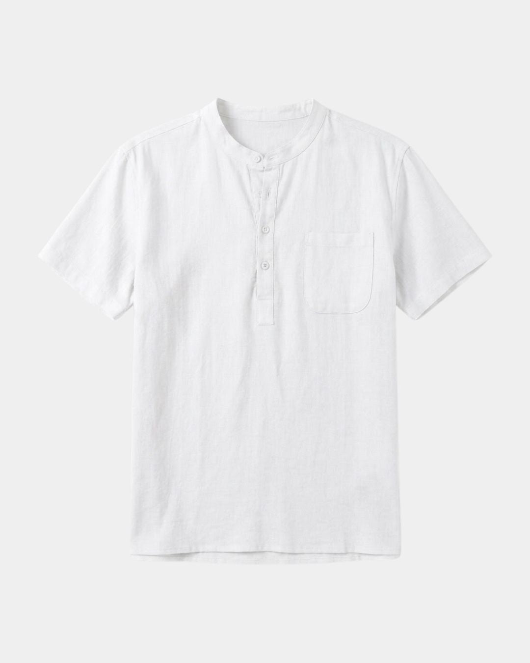 Carlo Men's Cotton Linen Pocket Henley Shirt