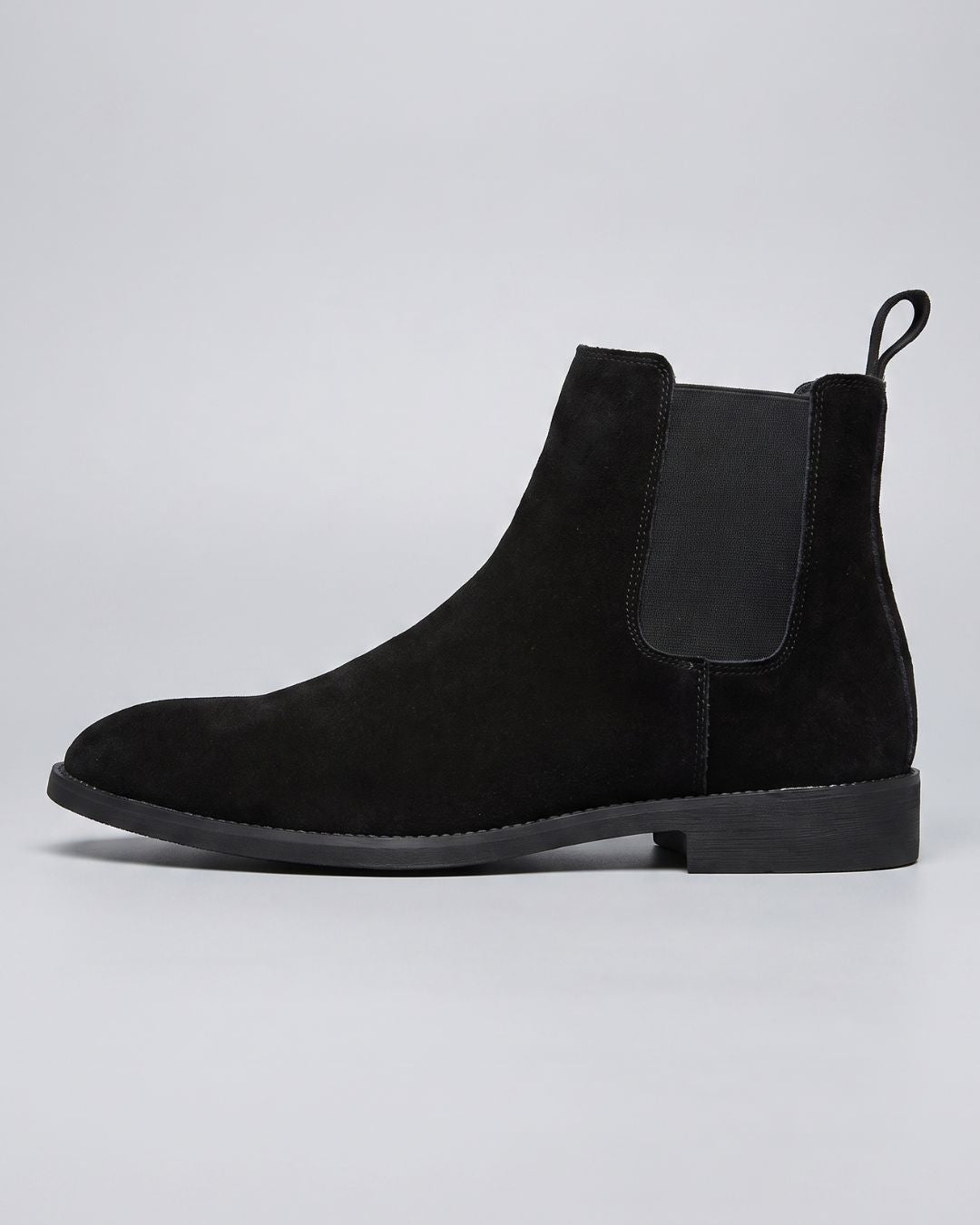 Black suede chelsea boot