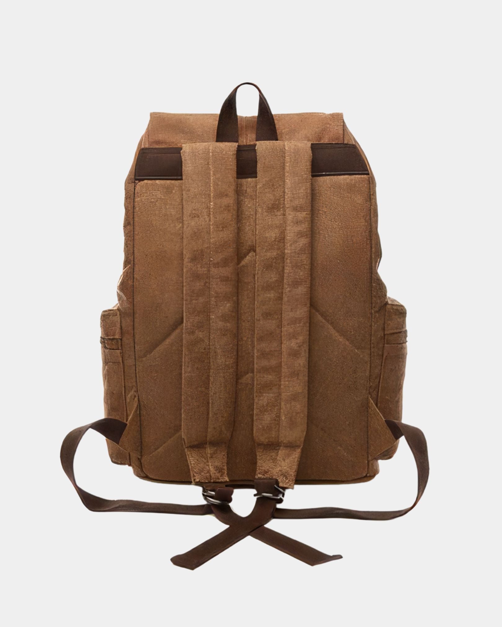 Ashton Vintage Canvas Backpack in brown rear view with padded shoulder straps