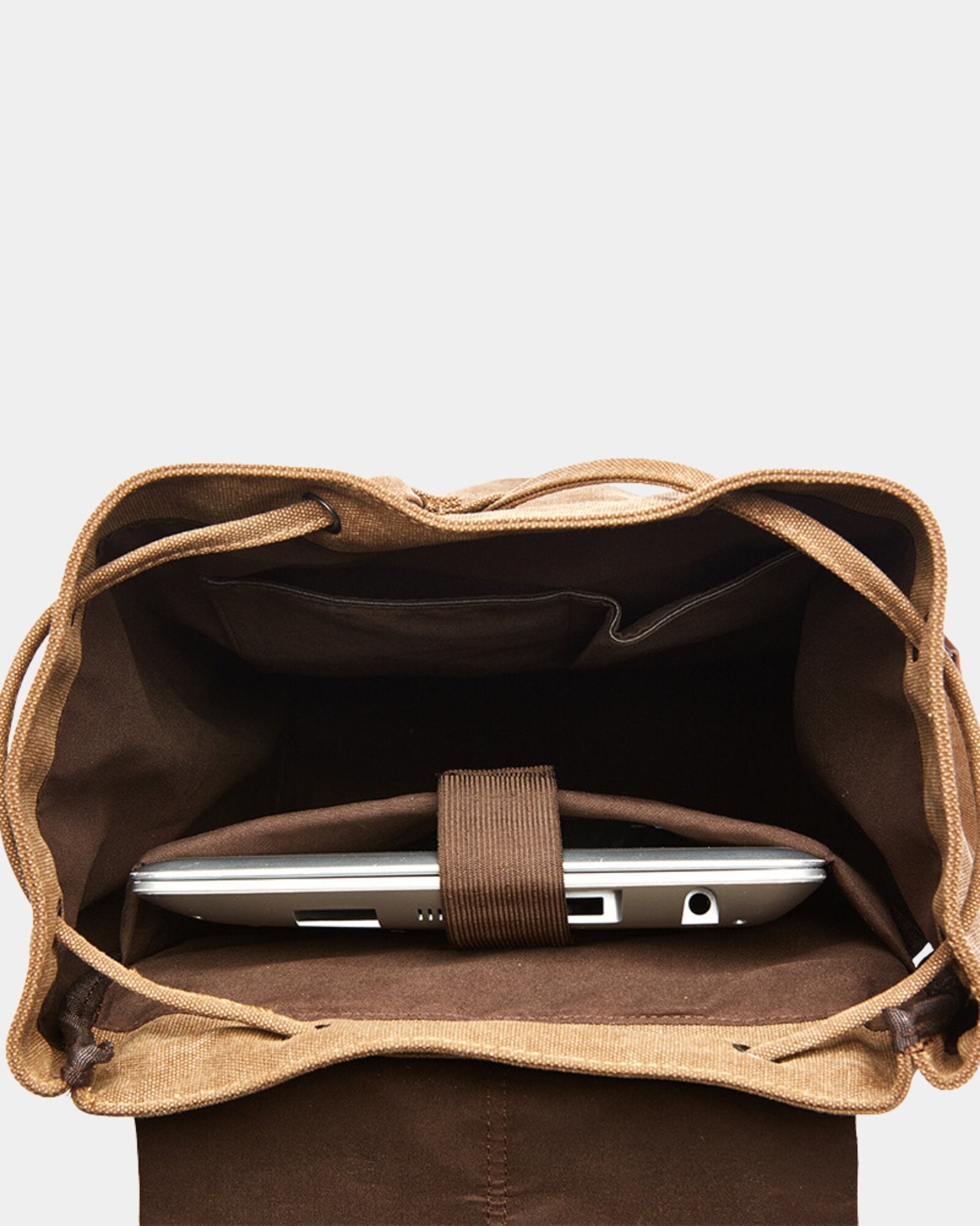 Laptop compartment inside Ashton Vintage Canvas Backpack