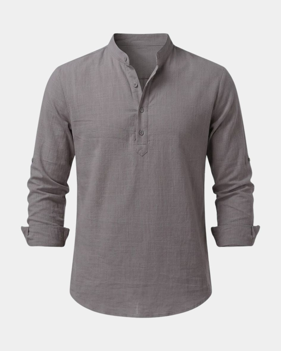Gray long-sleeve shirt on a white background