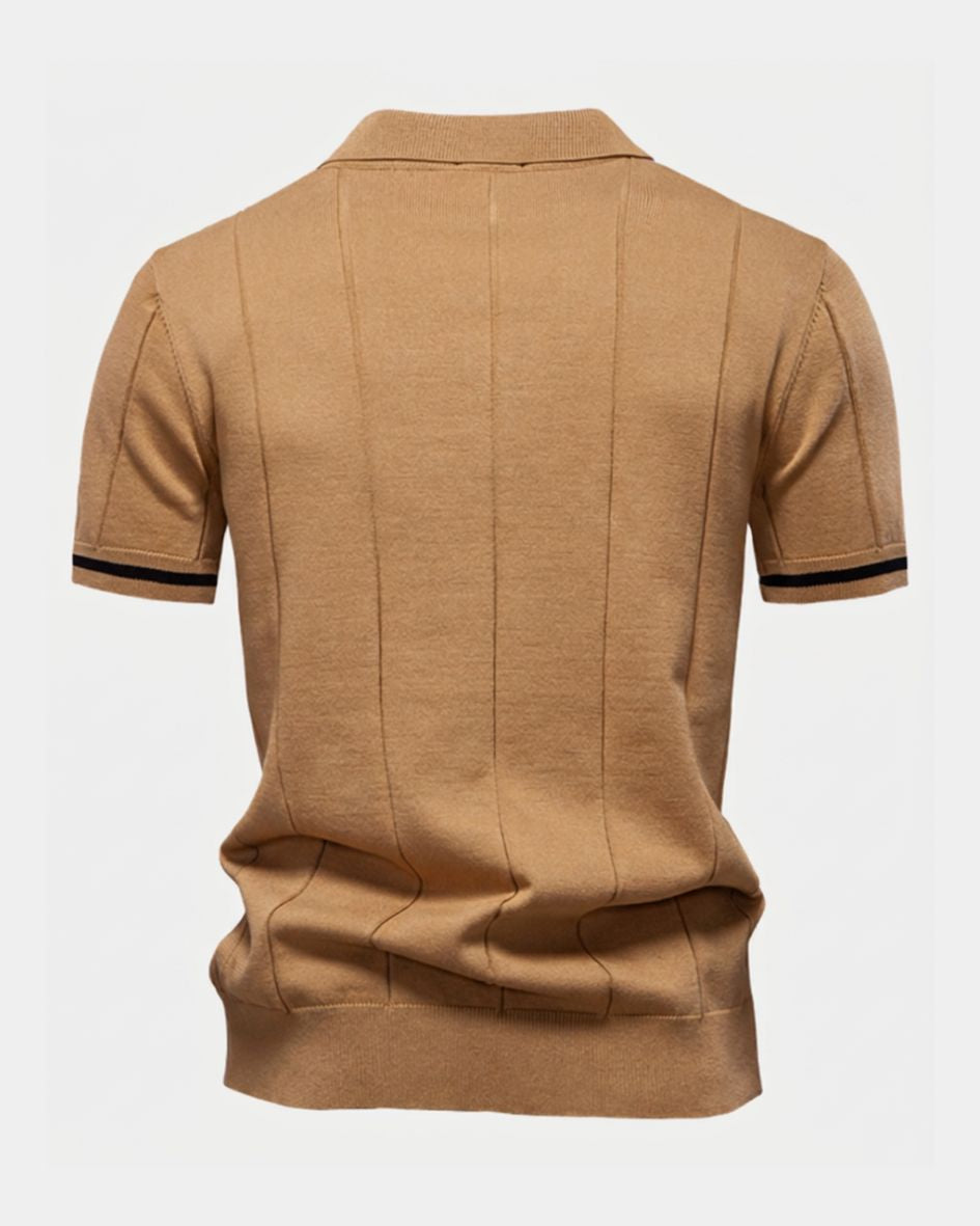 Camel polo shirt on a white background