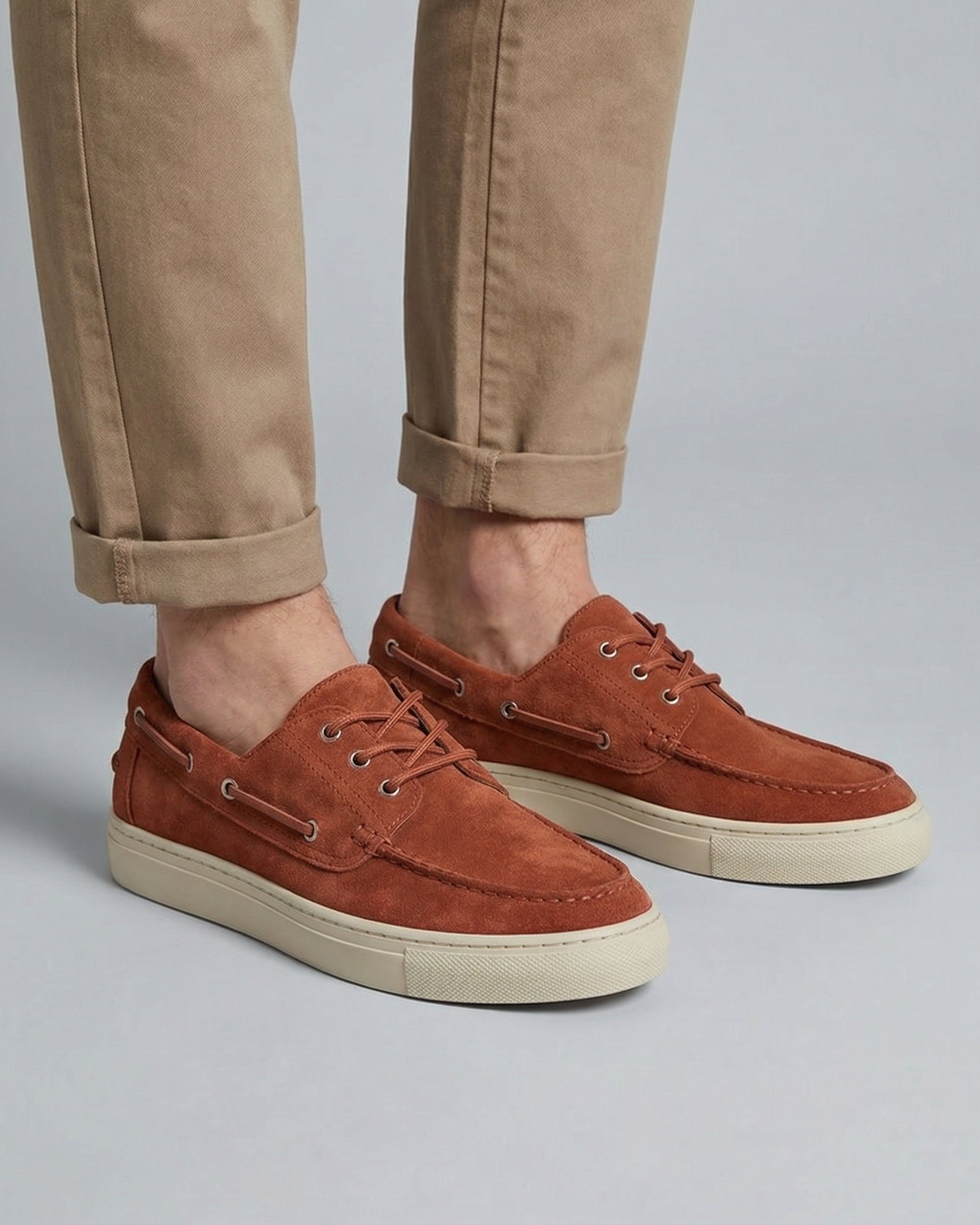 Hudson & Tate Coastline Sneaker Terracotta - On Foot Side View