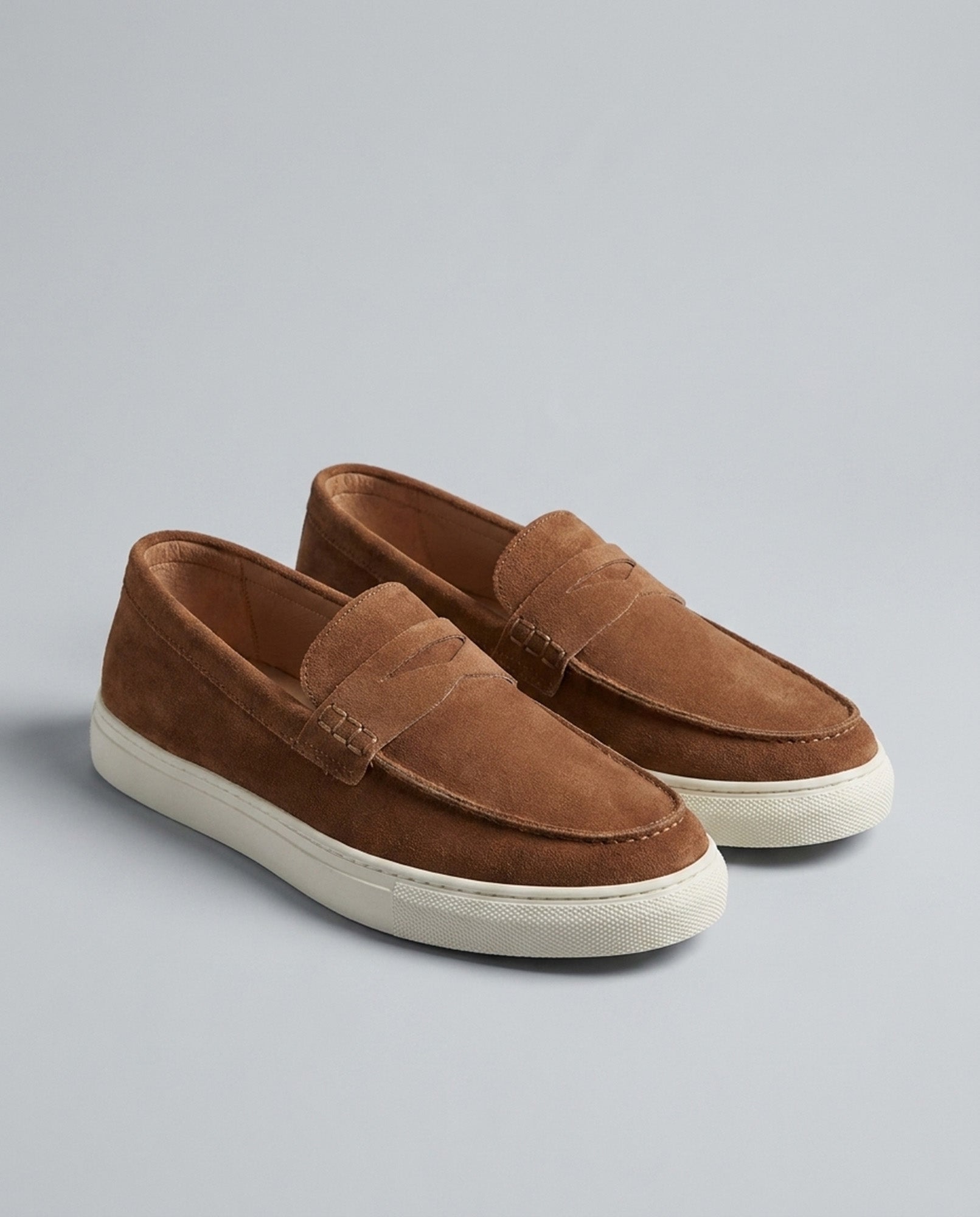 Pair of Dunley men's camel penny loafers