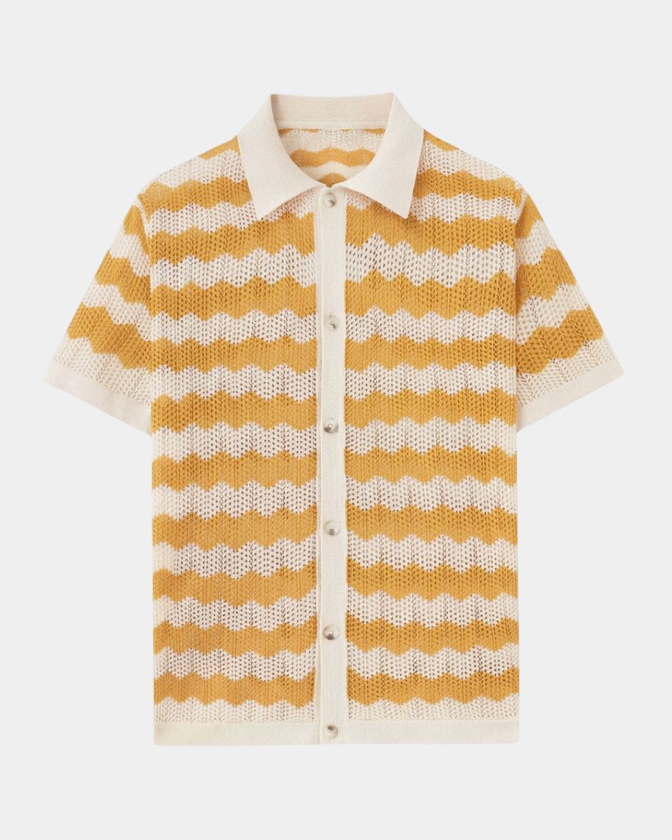 Hudson Men's Open Knit Polo Cardigan