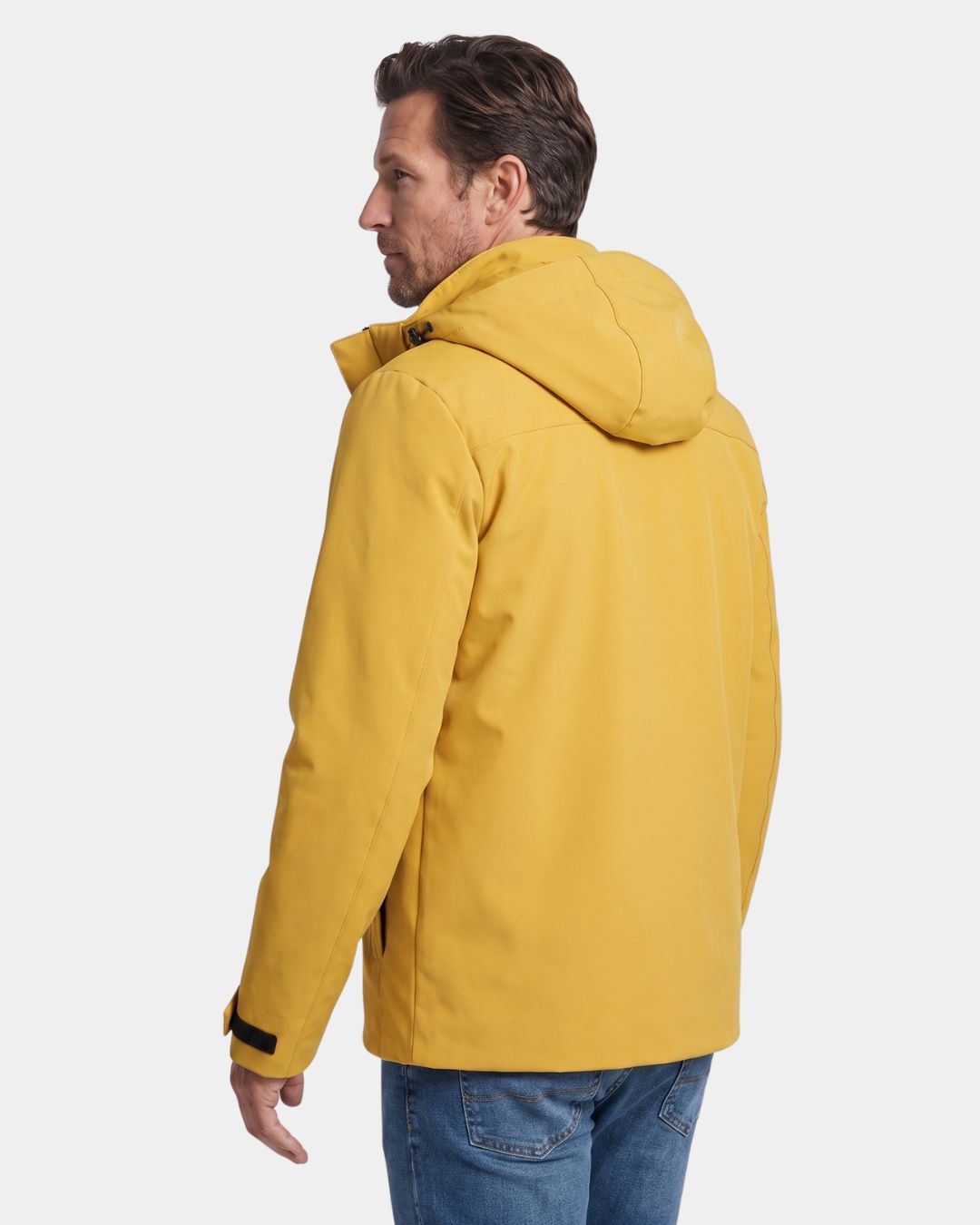 Back view of Men’s Waterproof Insulated Windbreaker Jacket in yellow