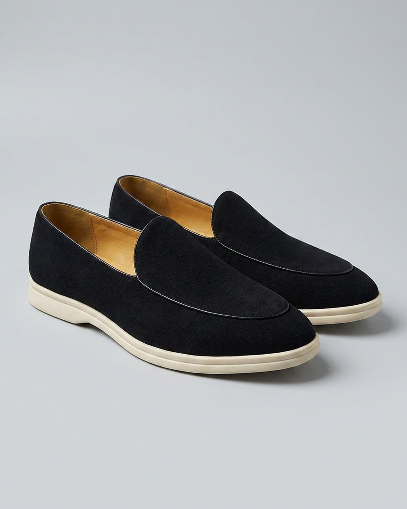 Pair of Milan men's black suede slip-on loafers