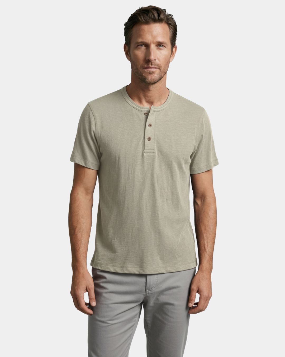 Padstow Men's Linen-Cotton Henley T-Shirt