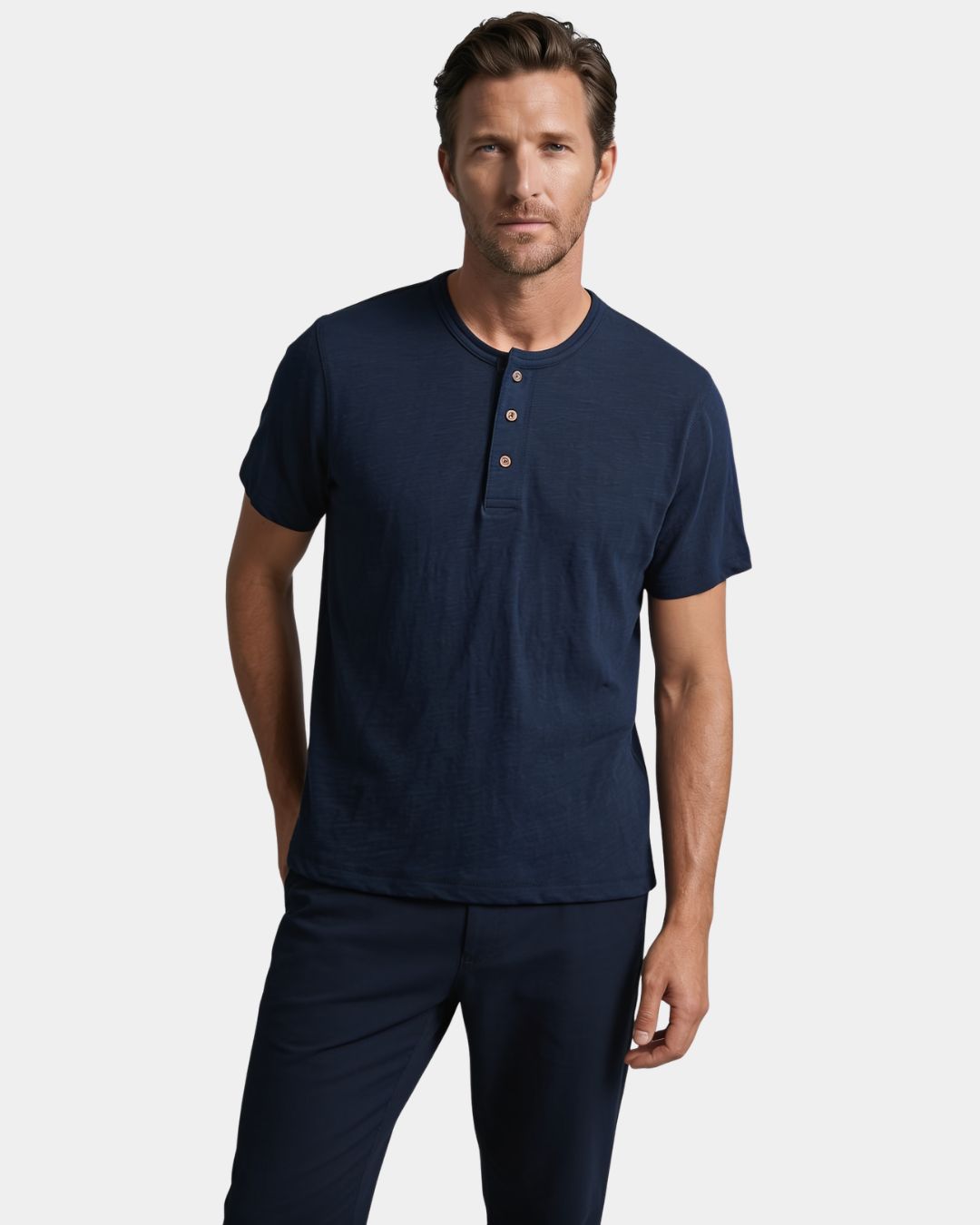 Padstow Men's Linen-Cotton Henley T-Shirt