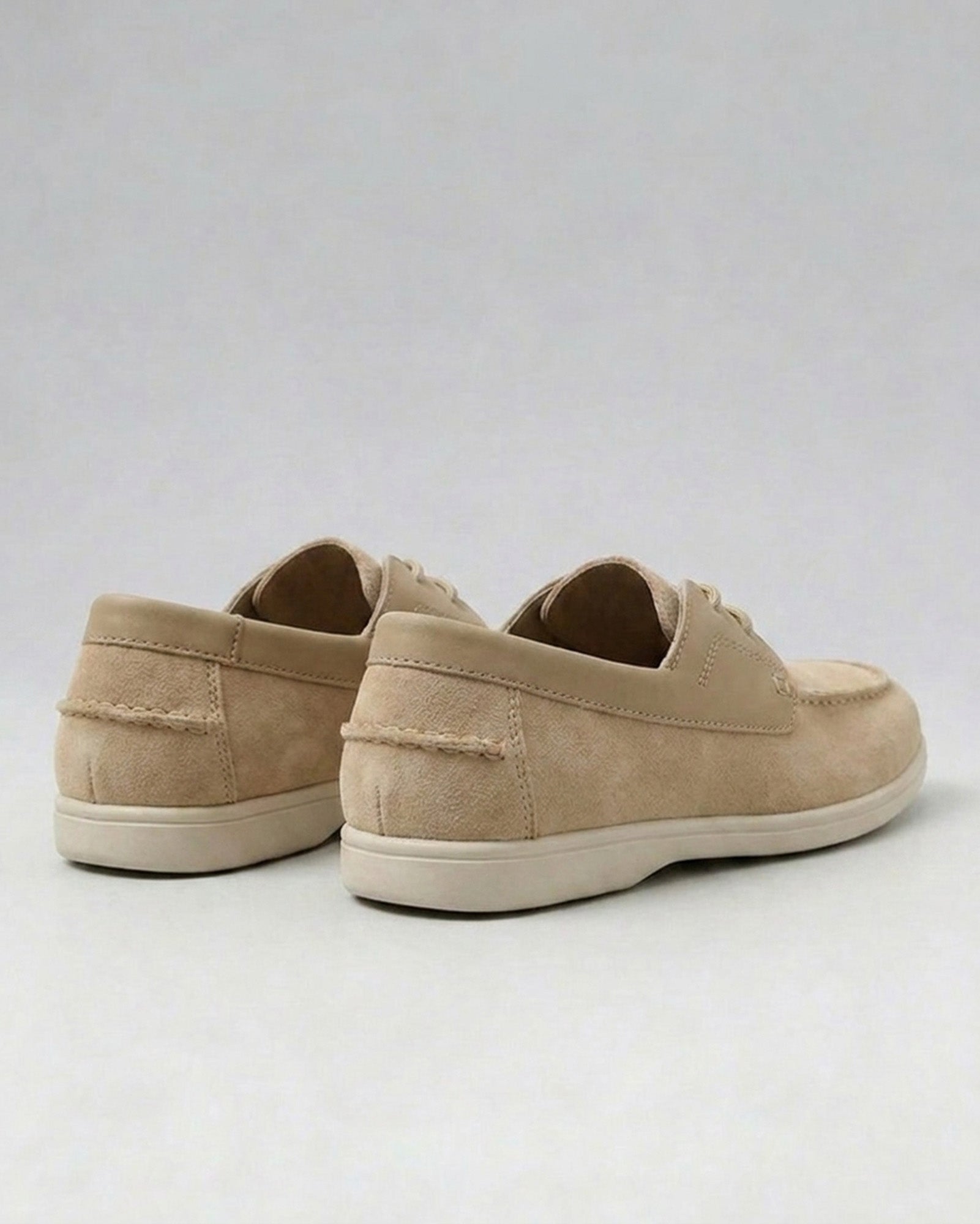 Hudson & Tate Portside Deck Shoe Beige - Heel View