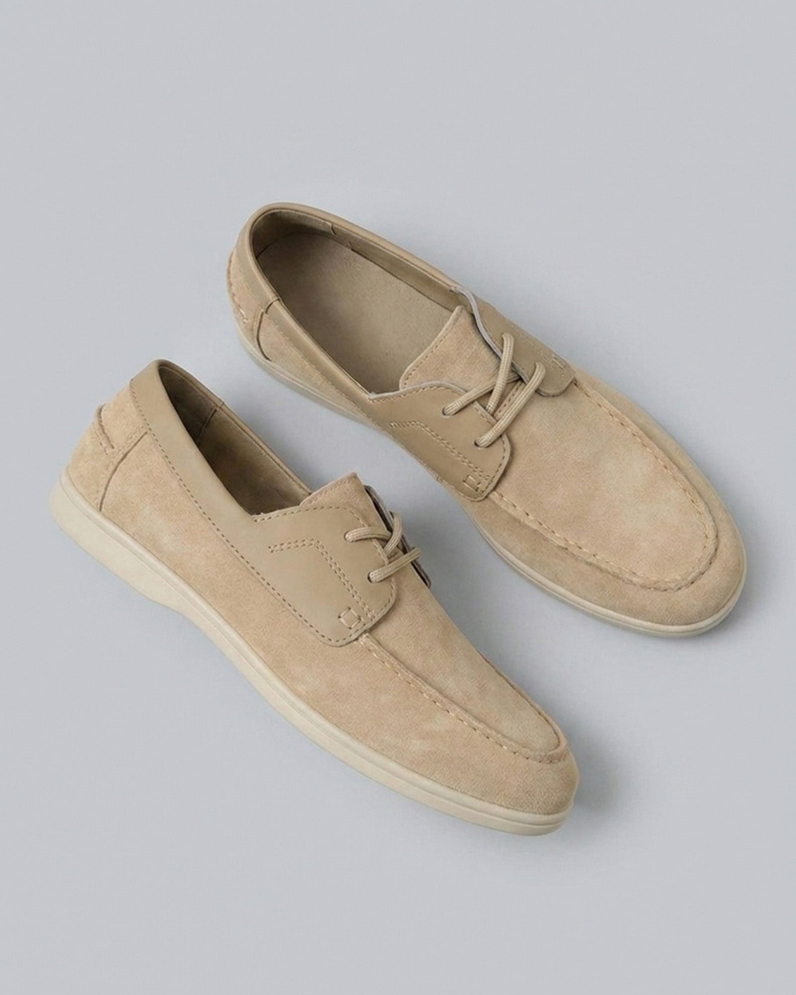 Hudson & Tate Portside Deck Shoe Beige - Top View