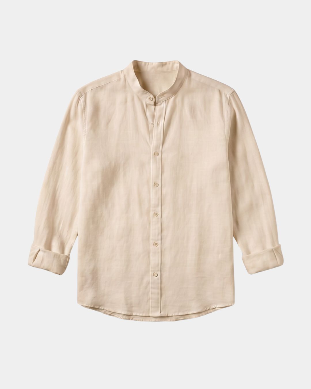 St Ives Men's Linen-Cotton Stand Collar Shirt