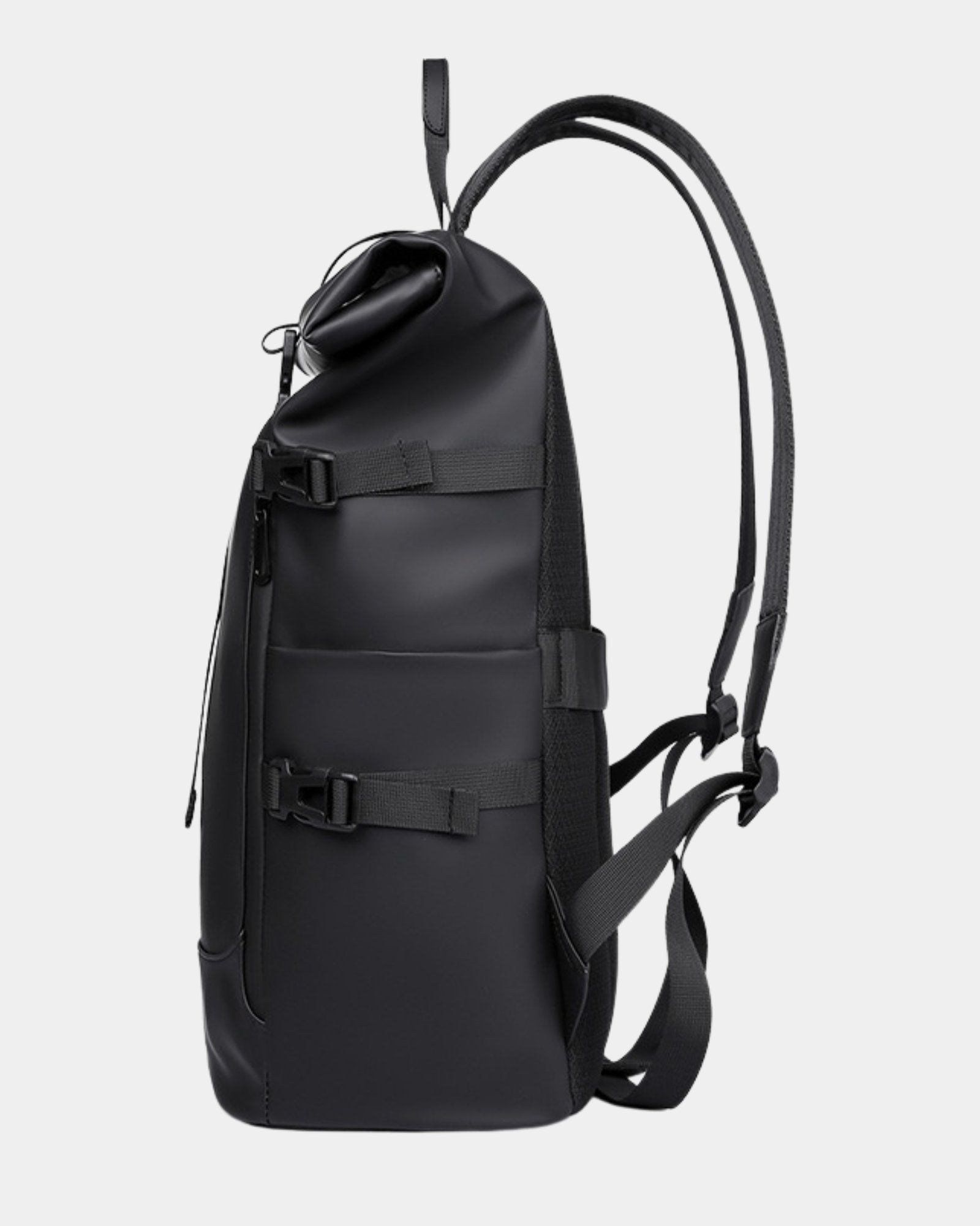 Tucker waterproof laptop travel backpack side profile view