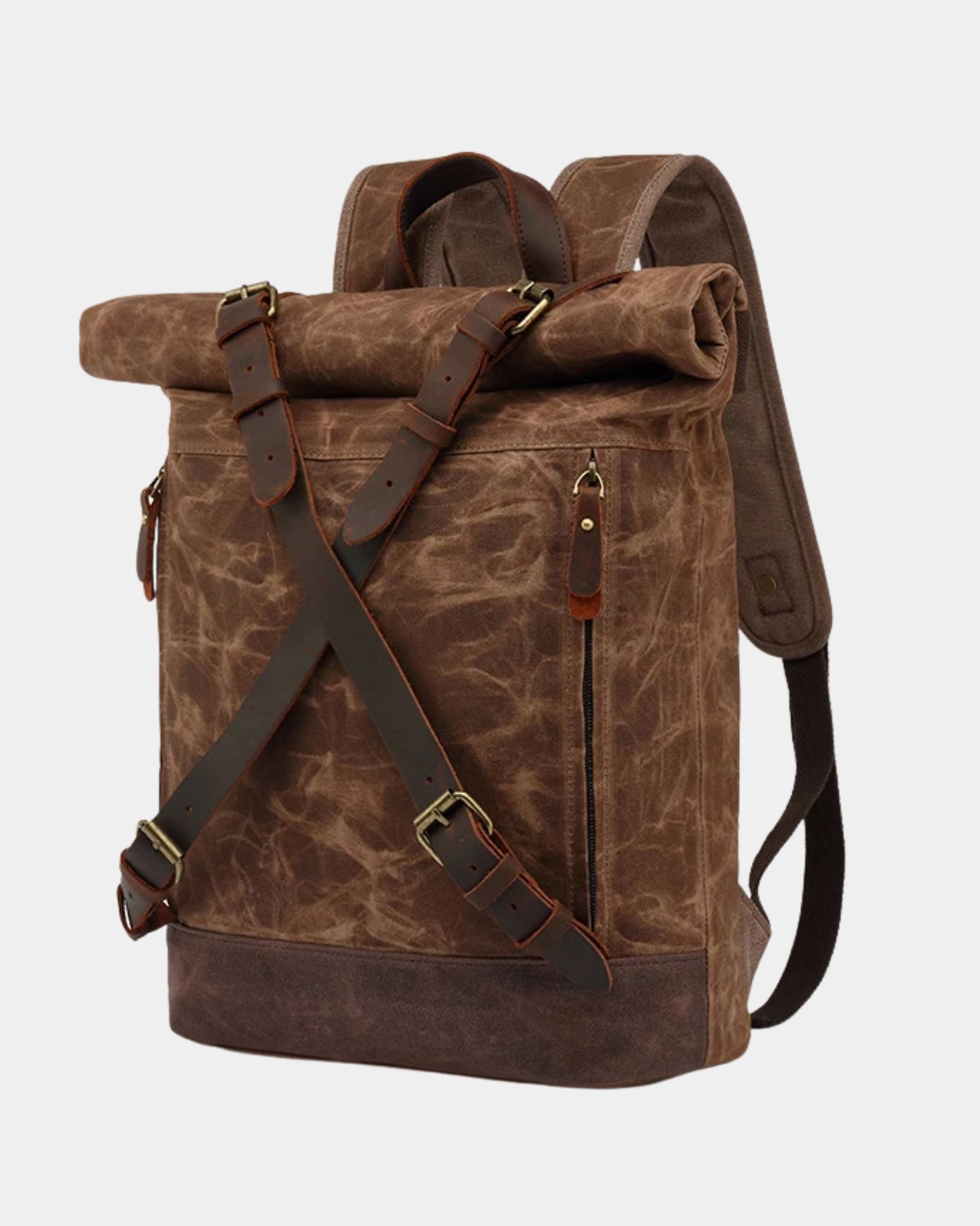 Wellington Waterproof Vintage Travel Backpack - Brown Side Angle View