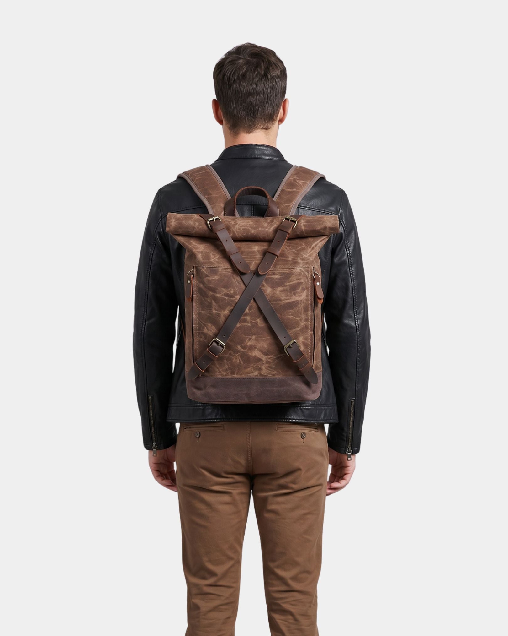 Wellington Waterproof Vintage Travel Backpack - Worn on Model
