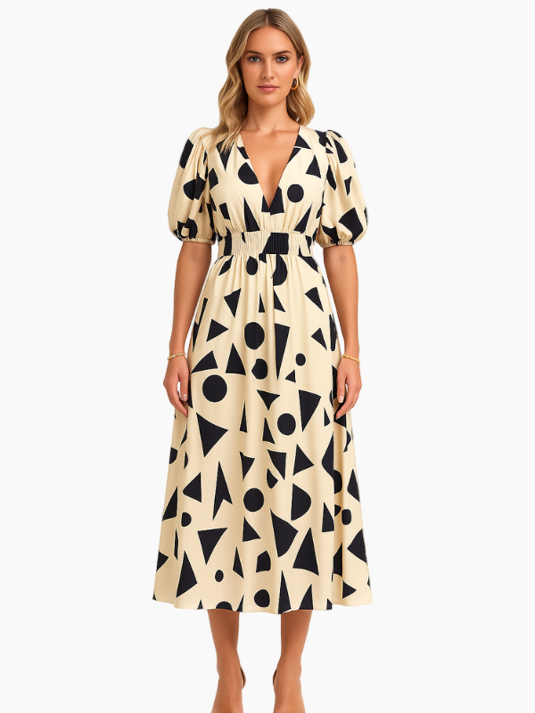 Elegant Women’s V-Neck Dress – Stylish & Comfortable Occasion Wear-Women's Dress-Hudson & Tate-Hudson & Tate