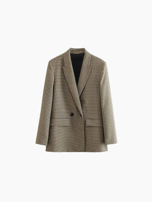 Women’s Plaid Double-Breasted Blazer – Timeless & Sophisticated Style-Blazer-Hudson & Tate-Hudson & Tate