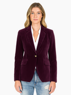 Women’s Velvet Blazer – Elegant Emerald Jacket with Gold Buttons-Blazer-Hudson & Tate-Hudson & Tate