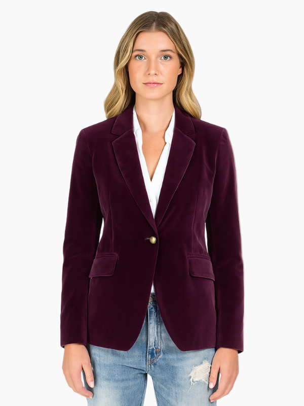 Women’s Velvet Blazer – Elegant Emerald Jacket with Gold Buttons-Blazer-Hudson & Tate-Hudson & Tate