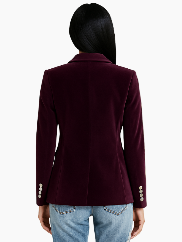 Women’s Velvet Blazer – Elegant Emerald Jacket with Gold Buttons-Blazer-Hudson & Tate-Hudson & Tate