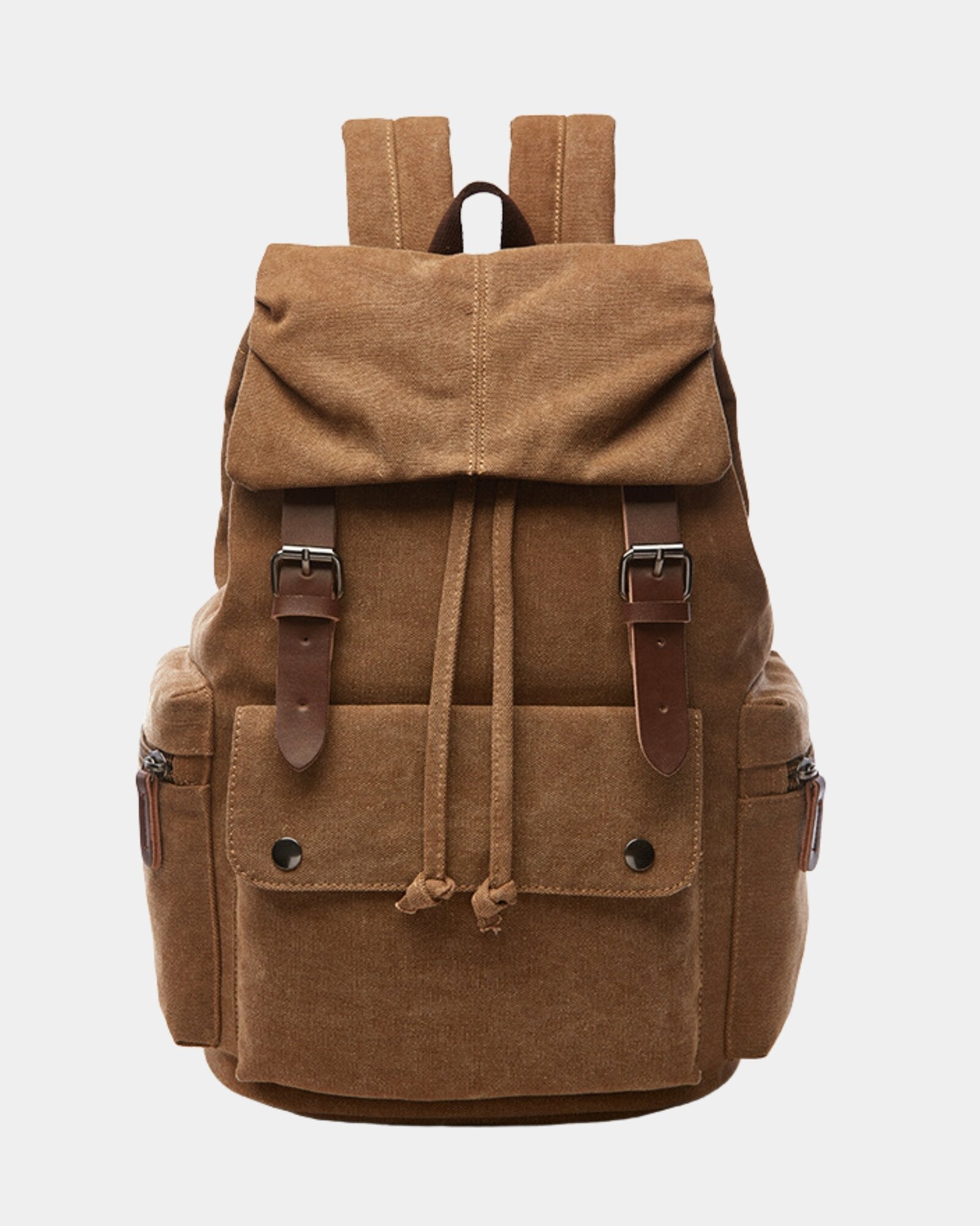 Ashton Vintage Canvas Backpack in brown front view 