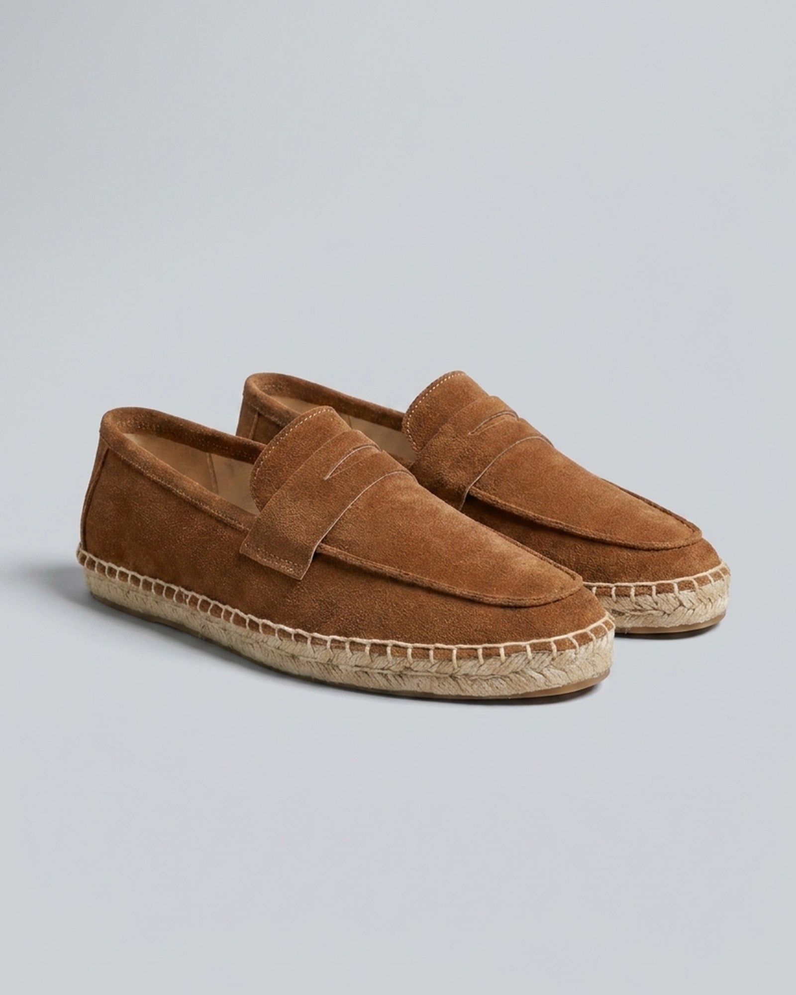 Pair of Cadiz men's camel suede espadrille loafers