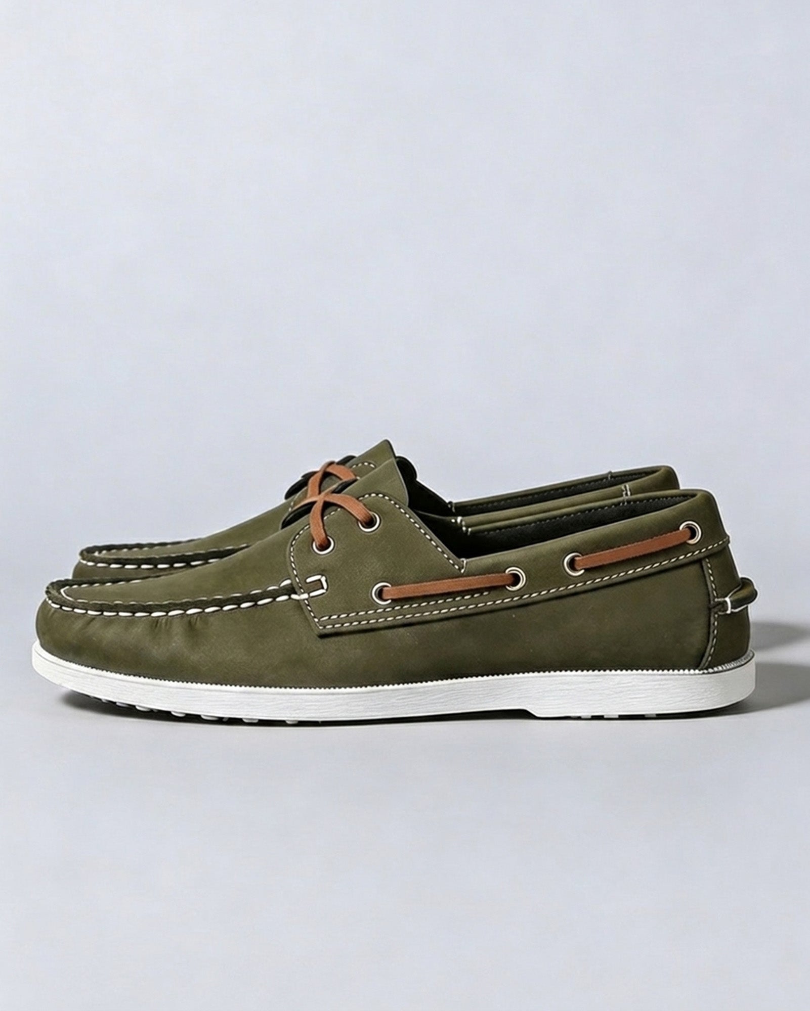 Hudson & Tate Hudson Boat Shoe Olive - Side View