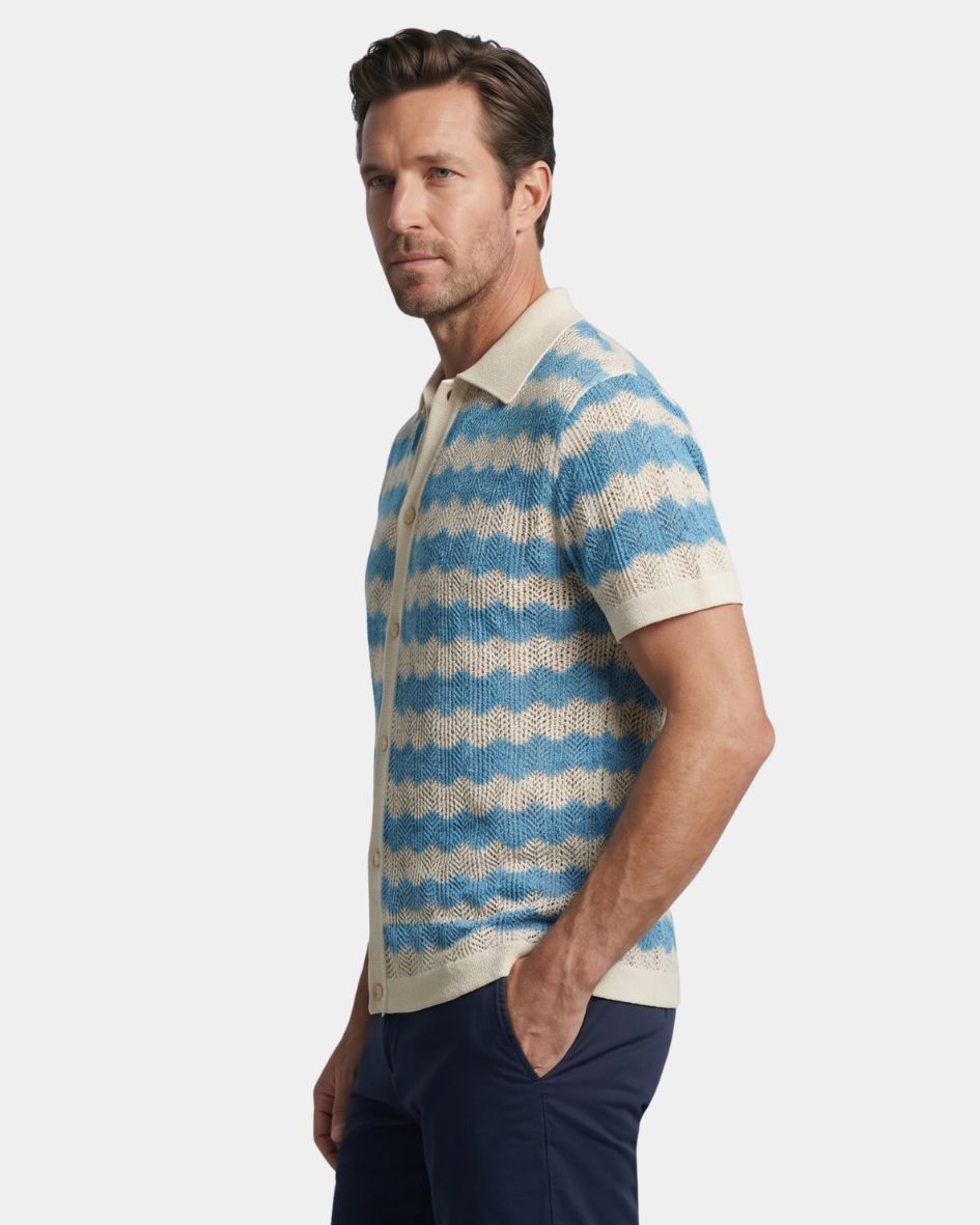 Hudson Men's Open Knit Polo Cardigan