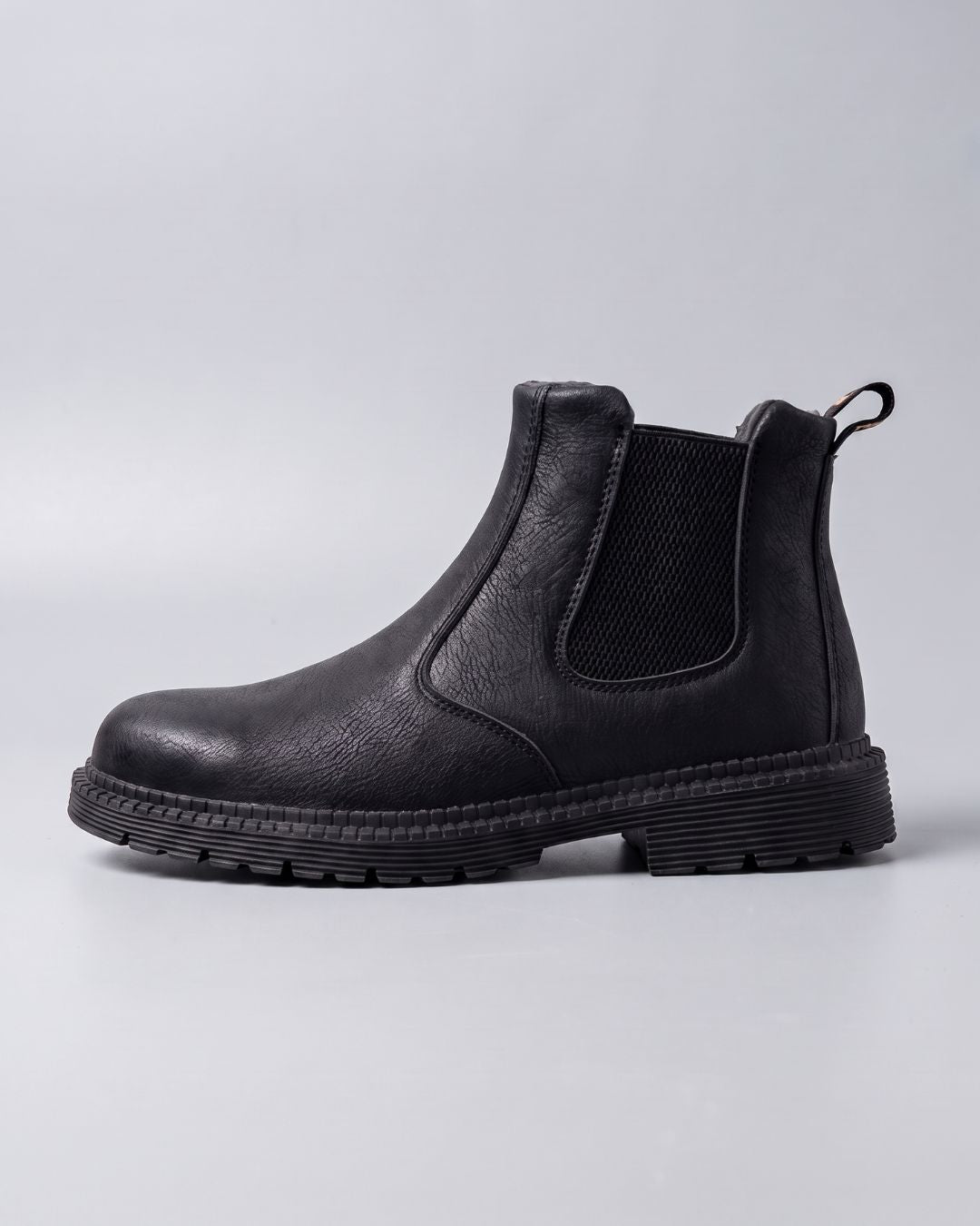 Men's Slip On Chelsea Work Boots-Black-Hudson & Tate