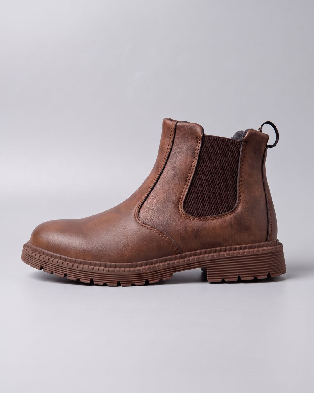 Men's Slip On Chelsea Work Boots-Brown-Hudson & Tate