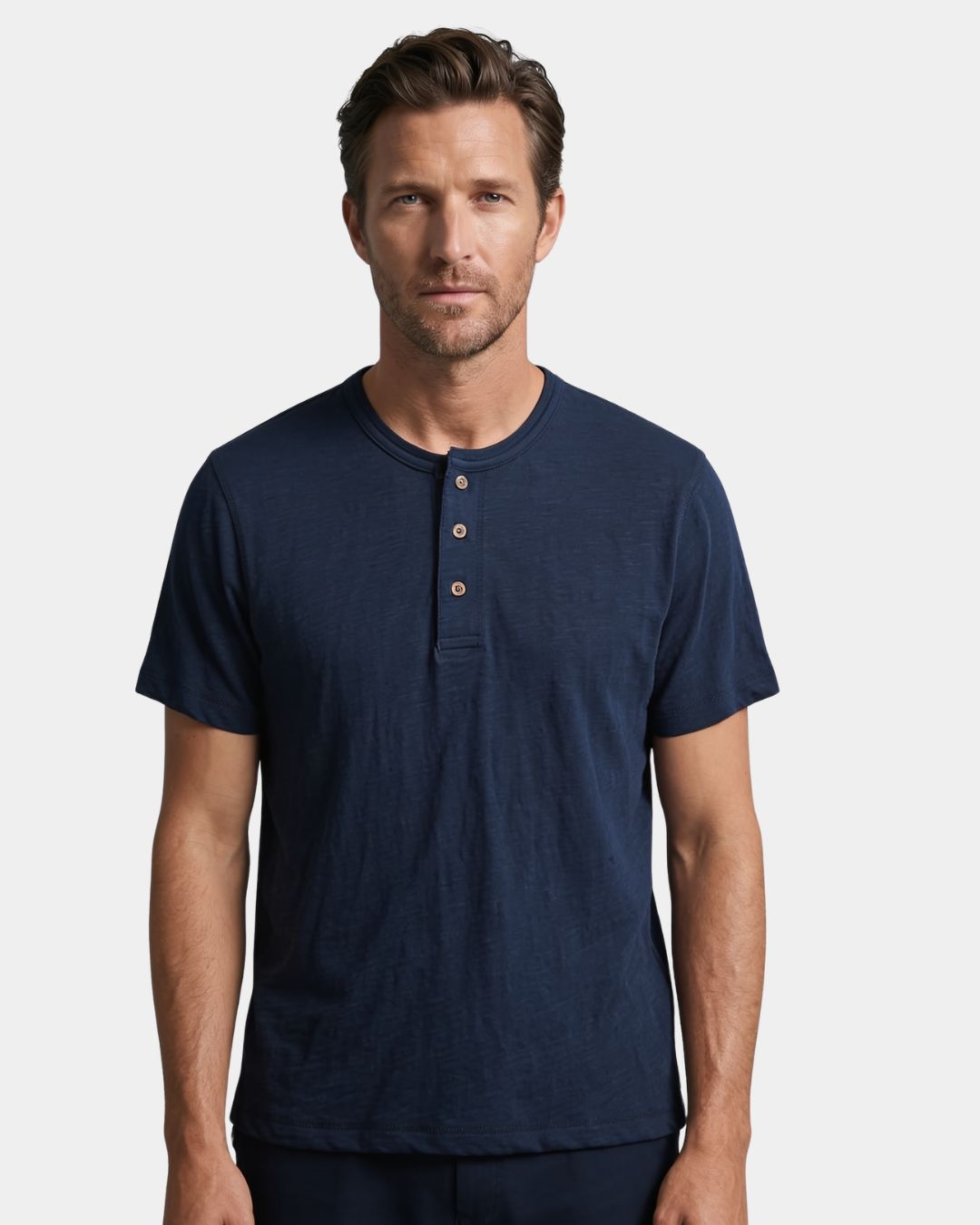 Padstow Men's Linen-Cotton Henley T-Shirt