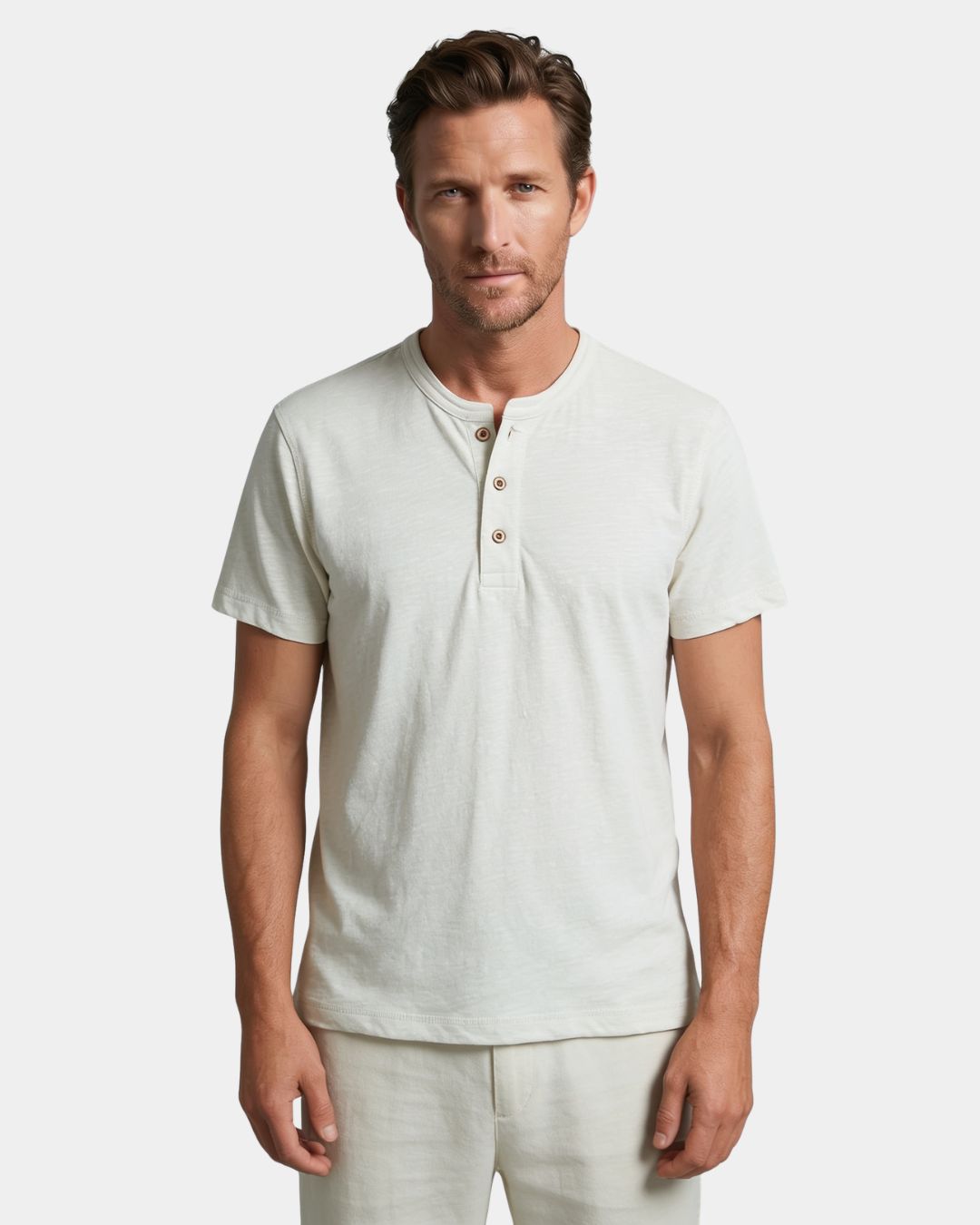 Padstow Men's Linen-Cotton Henley T-Shirt