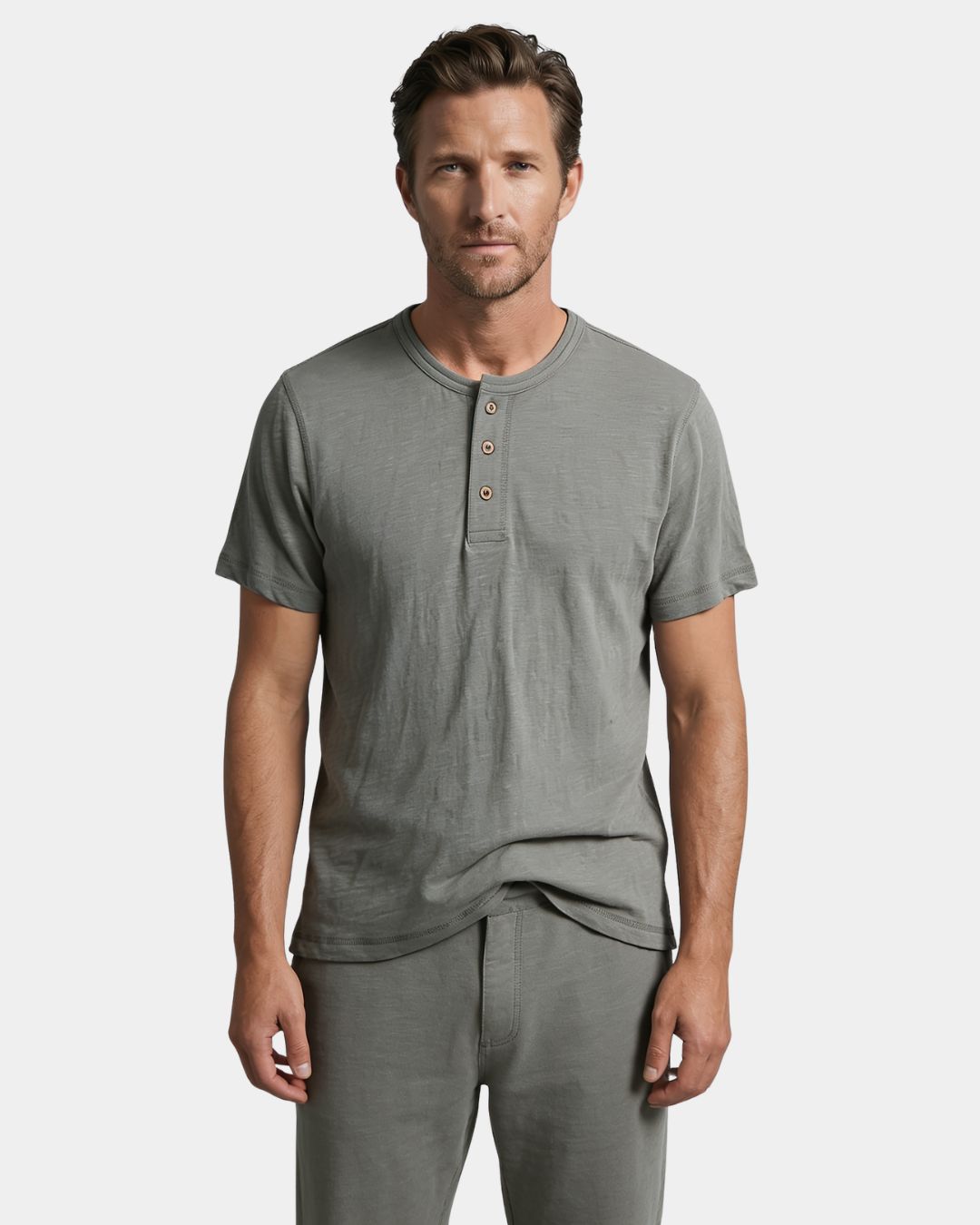 Padstow Men's Linen-Cotton Henley T-Shirt