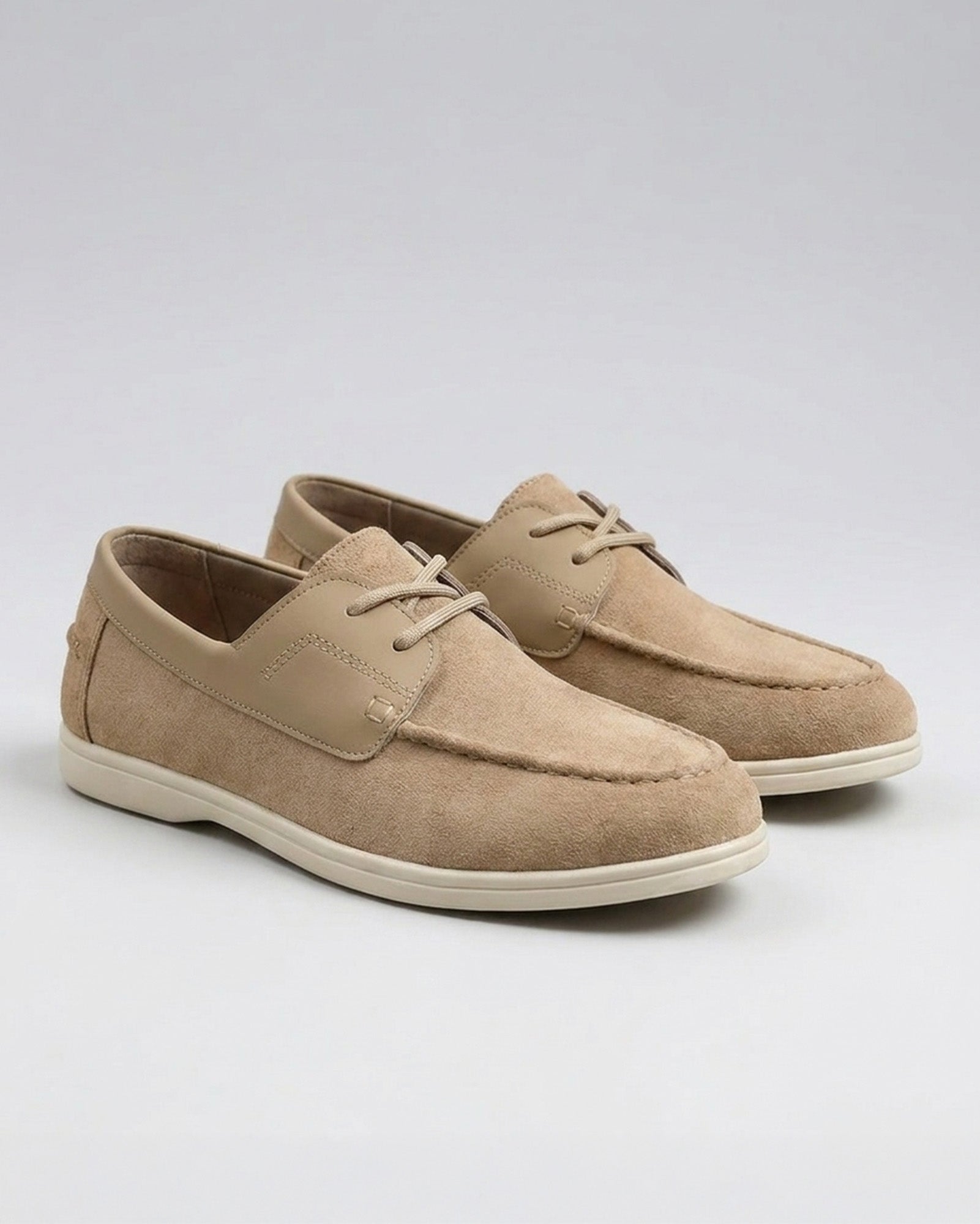 Hudson & Tate Portside Deck Shoe Beige - Front View