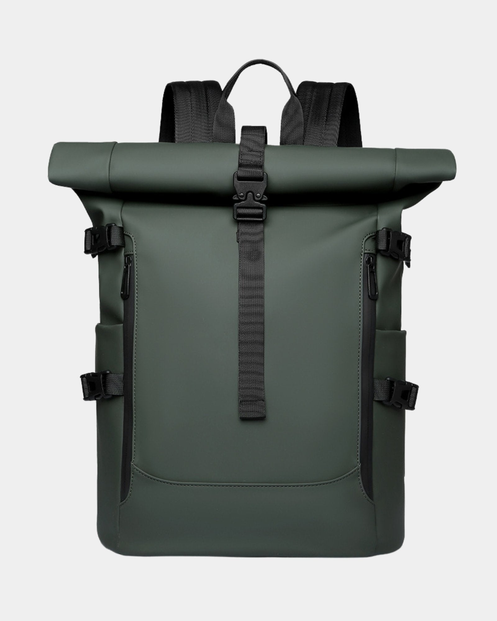 Tucker waterproof laptop travel backpack in army green front view