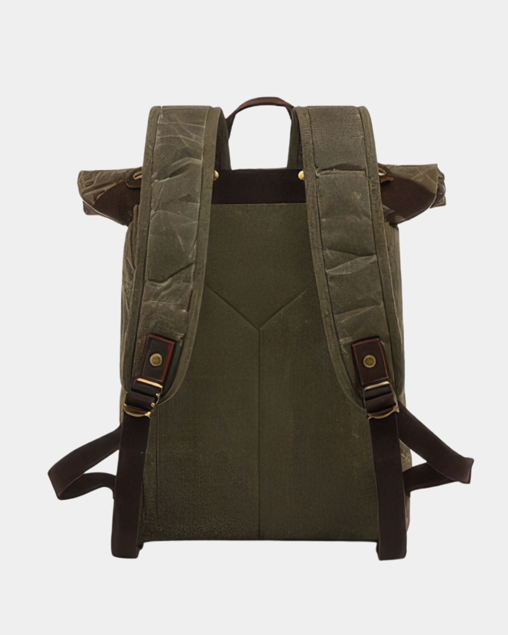 Wellington Waterproof Vintage Travel Backpack - Army Green Rear View