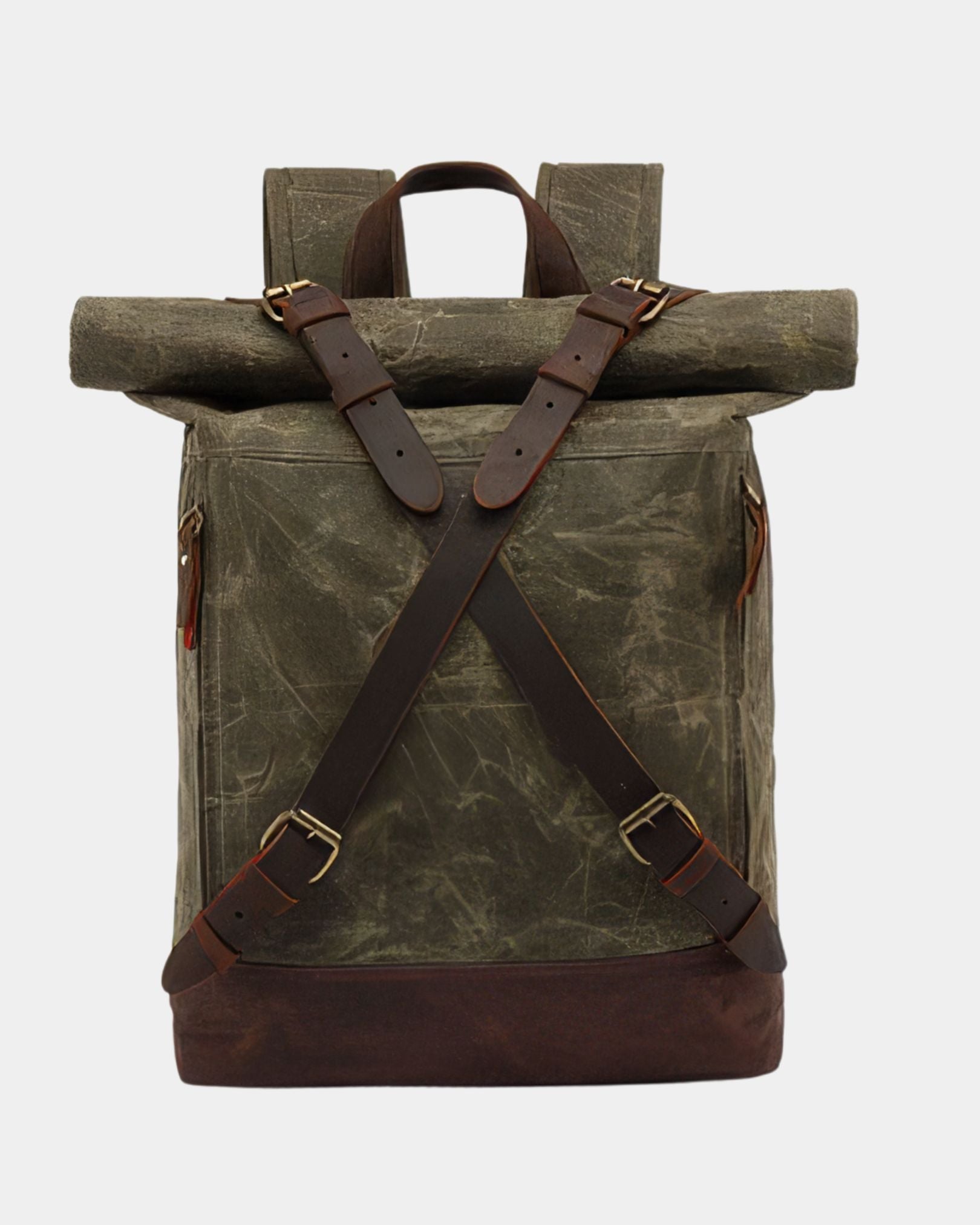 Wellington Waterproof Vintage Travel Backpack - Army Green Front View