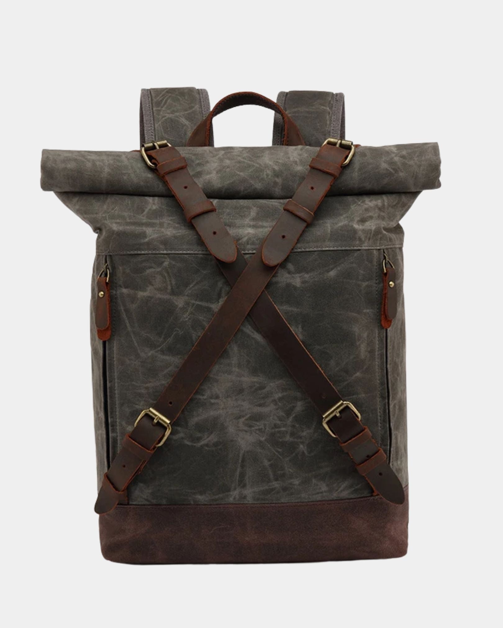Wellington Waterproof Vintage Travel Backpack - Gray Front View